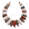 Natural Rose Quartz & Quartz Crystal & Tiger Eye & Labradorite & Black Agate & Red Jasper Beads Strands G-H247-06B-5