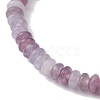 Natural Lepidolite/Purple Mica Stone Rondelle & Pearl Beaded Stretch Bracelets BJEW-JB09918-04-4