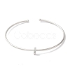 Rack Plating Brass Micro Pave Clear Cubic Zirconia Letter Open Cuff Bangles BJEW-A018-01P-I-2