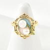 Brass Enamel Cuff Rings RJEW-K291-04G-03-2