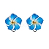 Handmade Polymer Clay Plumeria Stud Earrings EJEW-JE06438-5