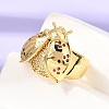 Brass Micro Pave Cubic Zirconia Cuff Open Rings RJEW-D346-01G-01-1