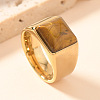 304 Stainless Steel and Natural Tiger Eye Finger Rings FS-WGCBD79-19-1