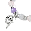 8mm Round Natural Aquamarine & Rose Quartz & Amethyst Beaded Stretch Bracelets BJEW-TA00502-3