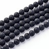 Natural Grade A Dyed & Heated Black Agate Beads Strands X-G447-3-1