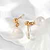 304 Stainless Steel Natural Freshwater Pearl Dangle Stud Earrings X-EJEW-G423-20G-3