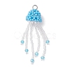 Glass Seed Beaded Jellyfish Pendants PALLOY-MZ00660-04-1