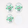 Cartoon Owl Printed Glass Oval Cabochons X-GGLA-N003-20x30-B11-2