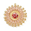 304 Stainless Steel and Resin Flower Pendants STAS-R170-03G-02-1