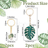 4Pcs 2 Style Monstera Leaf Alloy Enamel Pendant Keychain KEYC-CP0001-18-2