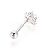 Anti-Tarnish Rhodium Plated 925 Sterling Silver Barbell Cartilage Earrings STER-I018-03P-2