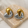 Two Tone 304 Stainless Steel Stud Earrings for Women WGF242D-01-2