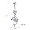 Piercing Jewelry Real Platinum Plated Brass Rhinestone Dolphin Navel Ring Belly Rings AJEW-EE0001-63-5