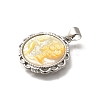 Brass with Natural Shell Carved Pendants KK-Z091-05P-03-2