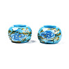 Flower Printed Opaque Acrylic Rondelle Beads SACR-S305-27-C02-2