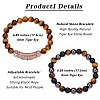 2Pcs 2 Style Dyed & Heated Natural Tiger Eye & Gemstone Stretch Bracelets Set BJEW-SW00092-2