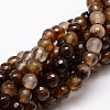 Faceted Natural Agate Round Beads Strands G-E319B-6mm-08-1