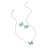 Butterfly Acrylic Rhinestone with Iron Pendant Necklaces & Stud Earrings Sets for Women WGFFCAF-02-3