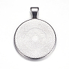 Flat Round Alloy Pendant Cabochon Settings LS-PALLOY-A15654-N-3