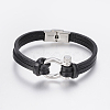 Men's Leather Cord Multi-strand Bracelets BJEW-P198-12-1