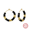 Natural Obsidian Beaded Hoop Earrings EJEW-L294-003G-01-1