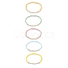 Natural Pearl & Glass Seed & Brass Beaded Stretch Bracelet for Women BJEW-JB08977-1