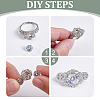 5Pcs 5 Styles Adjustable Brass Micro Pave Clear Cubic Zirconia Ring Components KK-WR0001-86-3