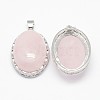 Natural Rose Quartz Pendants X-G-D851-03-2
