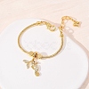 Sea Horse Brass Micro Pave Clear Cubic Zirconia Charm Bracelets BJEW-H640-05B-G-1