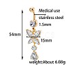 Brass Cubic Zirconia Navel Ring AJEW-EE0004-17-3