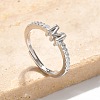 S925 Sterling Silver Adjustable Letter Rings for Women RJEW-M068-01P-M-1