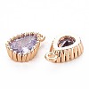 Brass Inlaid Cubic Zirconia Charms X-KK-S356-771G-2
