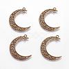 Tibetan Style Alloy Hollow Moon  2-Loop Link Pendants X-TIBEP-5312-AB-FF-1