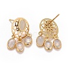 Rack Plating Brass Woven Net Dangle Stud Earrings with Oval Glass for Women EJEW-I265-09G-2