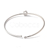 Rack Plating Brass Micro Pave Clear Cubic Zirconia Letter Open Cuff Bangles BJEW-A018-01P-C-3