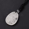 Adjustable Natural Quartz Crystal Teardrop with Spiral Pendant Necklace with Nylon Cord for Women NJEW-L171-04F-4