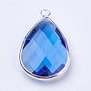 Silver Color Plated Brass Glass Teardrop Pendants GLAA-M006-A-21S-2
