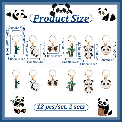 Alloy Enamel Bamboo Stick/Panda Pendant Locking Stitch Markers HJEW-AB00113-1