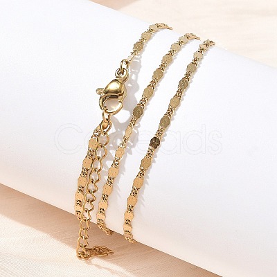 2MM 304 Stainless Steel Oval Link Chain Necklaces NJEW-D328-02G-1