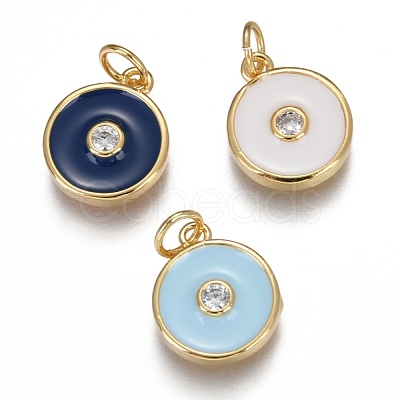 Brass Micro Pave Clear Cubic Zirconia Charms ZIRC-B002-32G-1