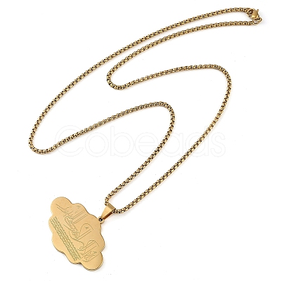 201 Stainless Steel Arabic Elements Cloud Pendant Box Chain Necklaces NJEW-D089-03G-1