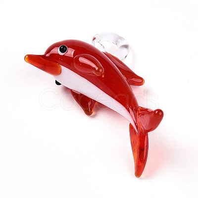 Handmade Silver Foil Lampwork Pendants LAMP-T023-15-1