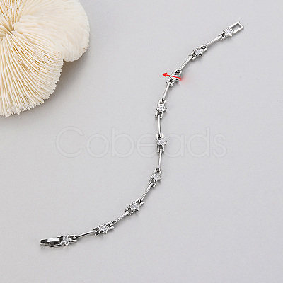 Brass & Clear Cubic Zirconia Link Chain Bracelets WG4C692-07-1