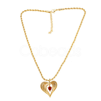 Valentine's Day Brass Pave Cubic Zirconia Pendant Necklaces WGC33B4-01-1