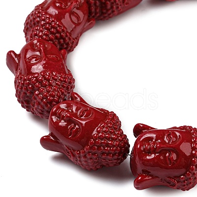 Dyed Synthetical Coral Buddha Head Beads Strands CORA-L008-01-1