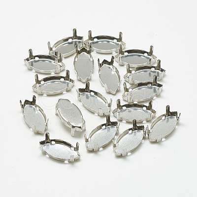 Non-Tarnish 201 Stainless Steel Sew on Prong Settings STAS-T032-04-4x8mm-1