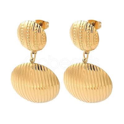 Textured Half Round Ion Plating(IP) 304 Stainless Steel Stud Earrings for Women EJEW-L287-015G-1