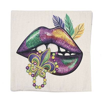 Mardi Gras Carnival Theme Linen Pillow Covers AJEW-H146-02A-1