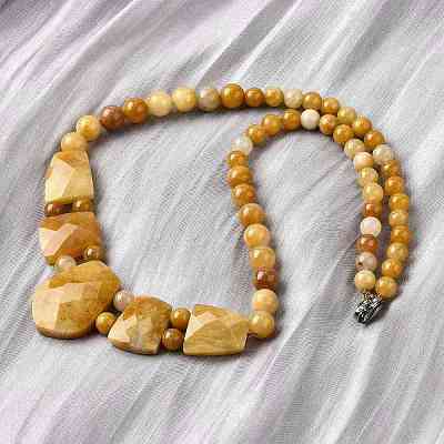 Natural Topaz Jade Faceted Bib Graduated Beaded Necklaces for Women NJEW-B128-01G-1