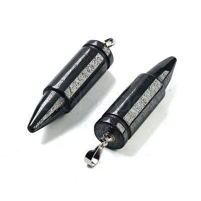 Natural Black Stone Pointed Pendants G-A231-03D-1